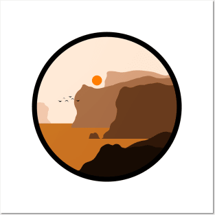 Minimalist Landscape - Orange Cliffs Posters and Art